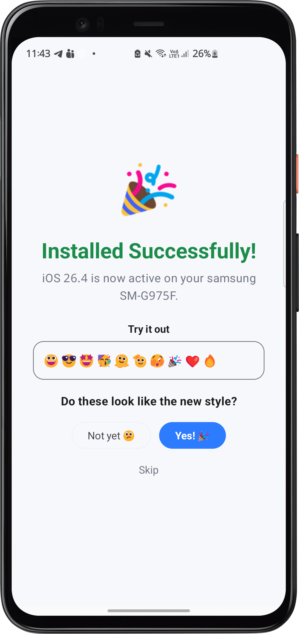 Emoji Switcher live preview screen